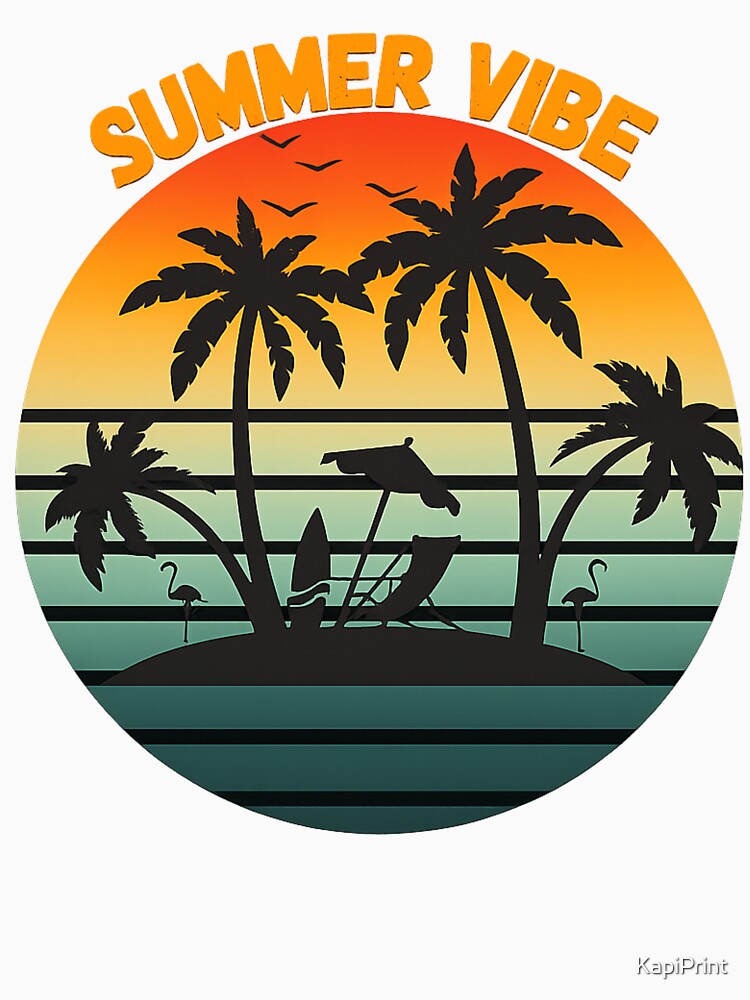 Summer Vibe Retro Sunset – Tropical Island Silhouette by KapiPrint