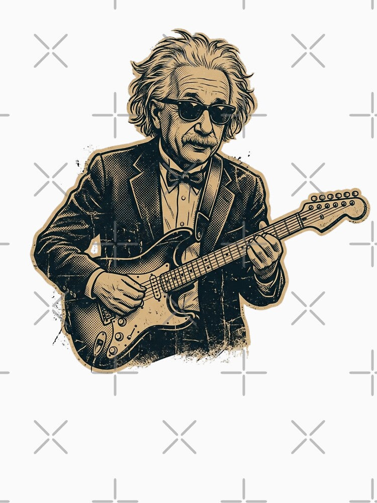 Albert Einstein Playing Electric Guitar Vintage Rock Musician by raedattia