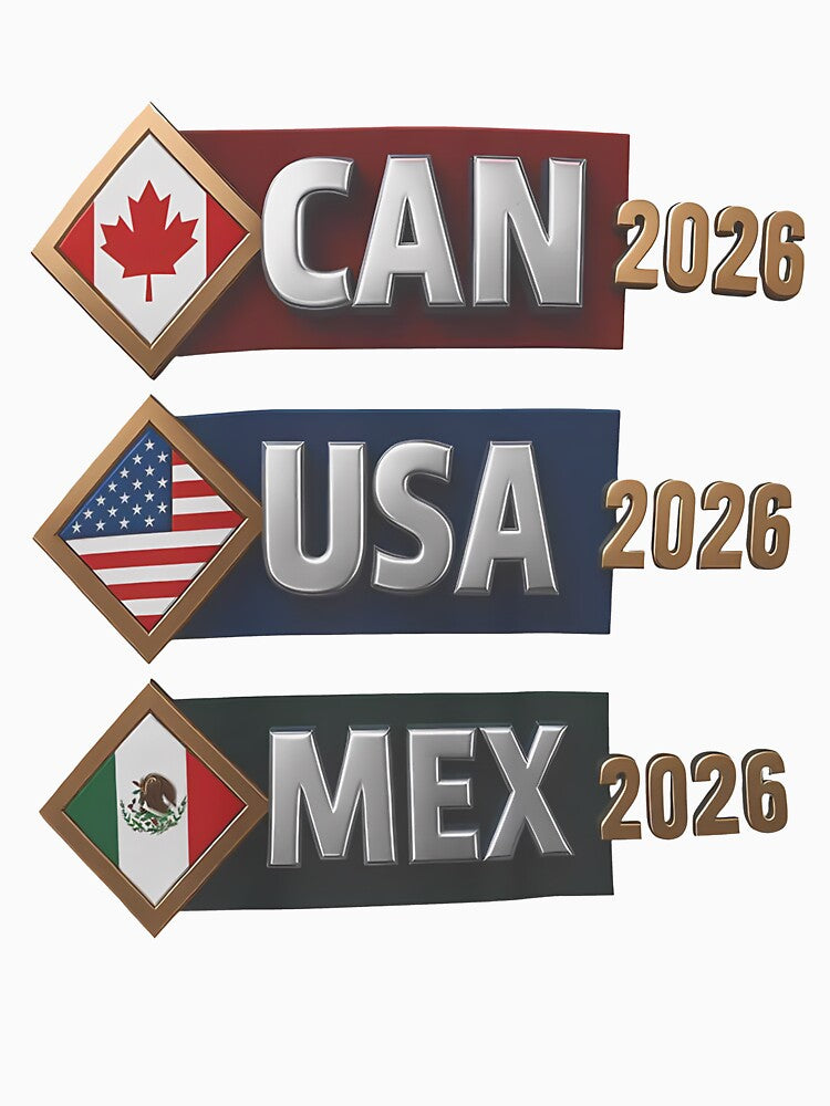 CAN USA MEx 2026 Flags, Canada USA Mexico Soccer Tournament by johnfitz-tee