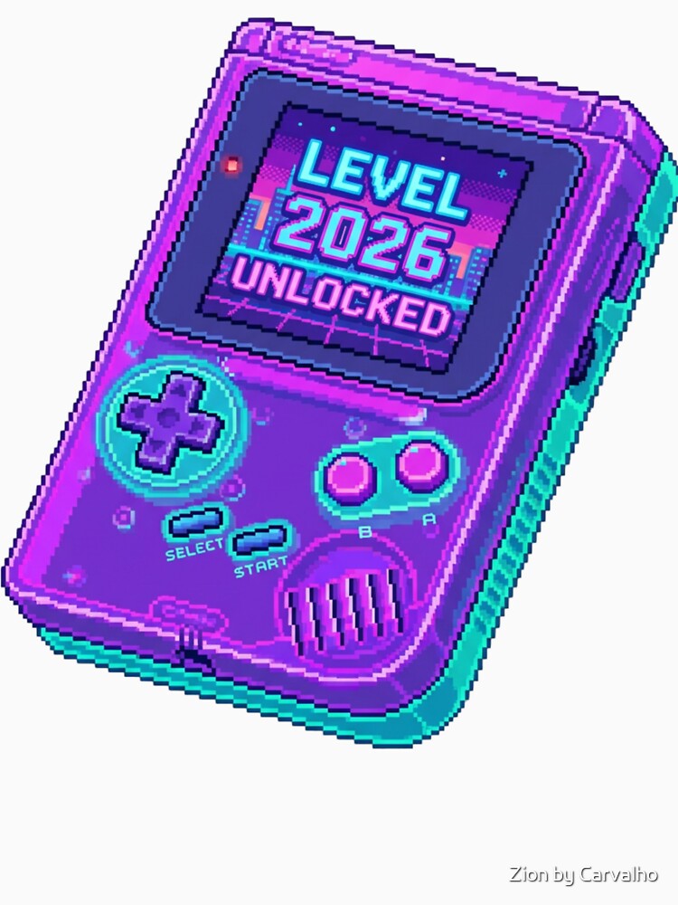 Retro Gamer 2026 T-Shirt - Pixel Art Level Unlocked - 90s Gaming Nostalgia Tee by Zion by Carvalho
