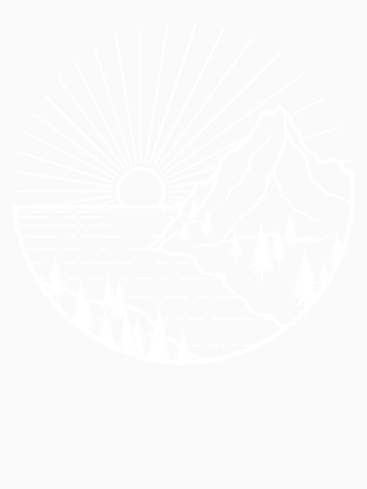 Minimalist Mountain Sunrise & Forest Lake Line Art by Shopeon Designs