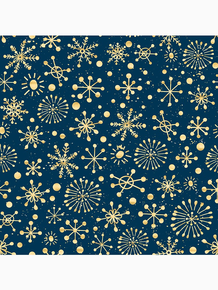 Hand Drawn Snowflakes Golden by Maria Heyens