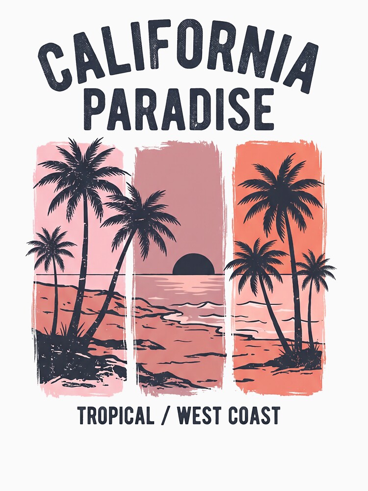 Vintage California Paradise Tropical West Coast Beach Sunset by misbahsiro