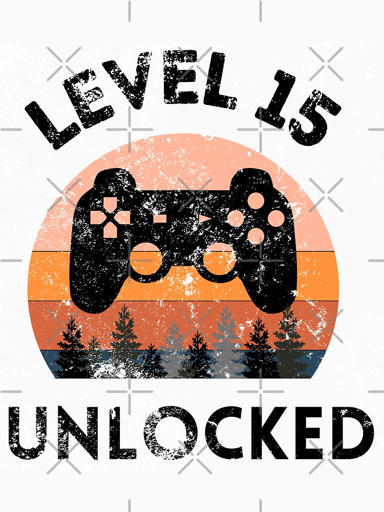 Level 15 Unlocked Retro Sunset 15th Birthday by MagicArtworks