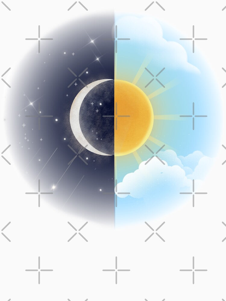 Day and Night Balance – Sun and Moon Illustration by ByKubraArt