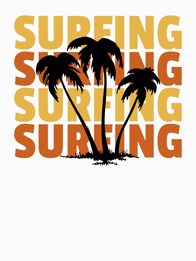 Surfing Retro Palm Trees Graphic Art by AhinoraArtShop