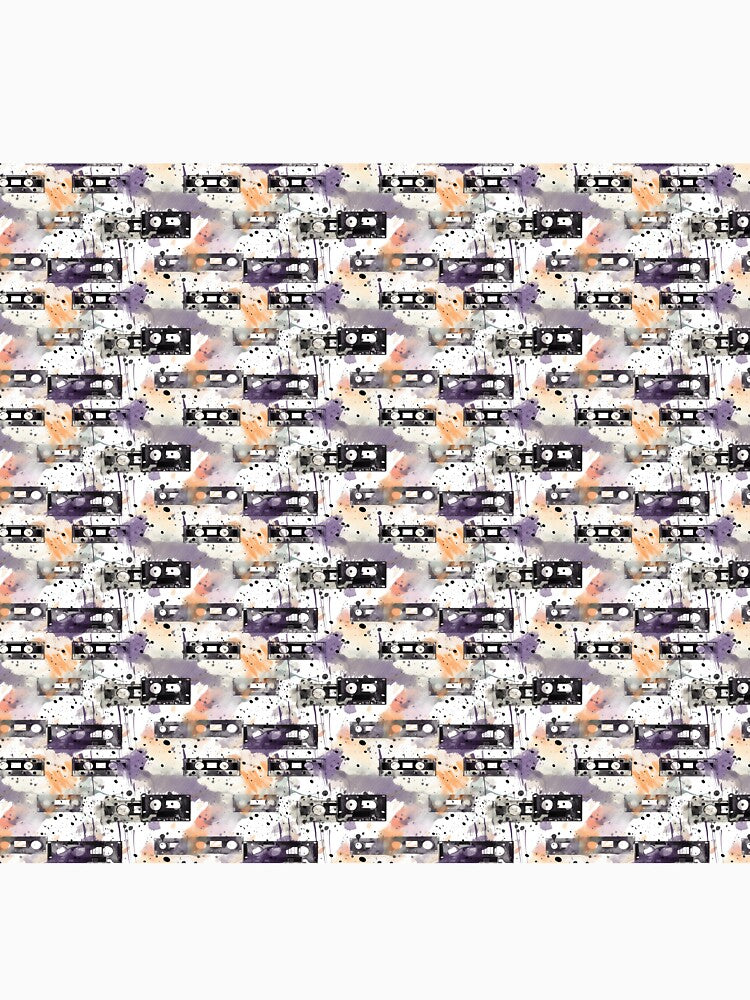 Retro Watercolor Tape Cassette Pattern | Music Design by Retro-ArtDeco