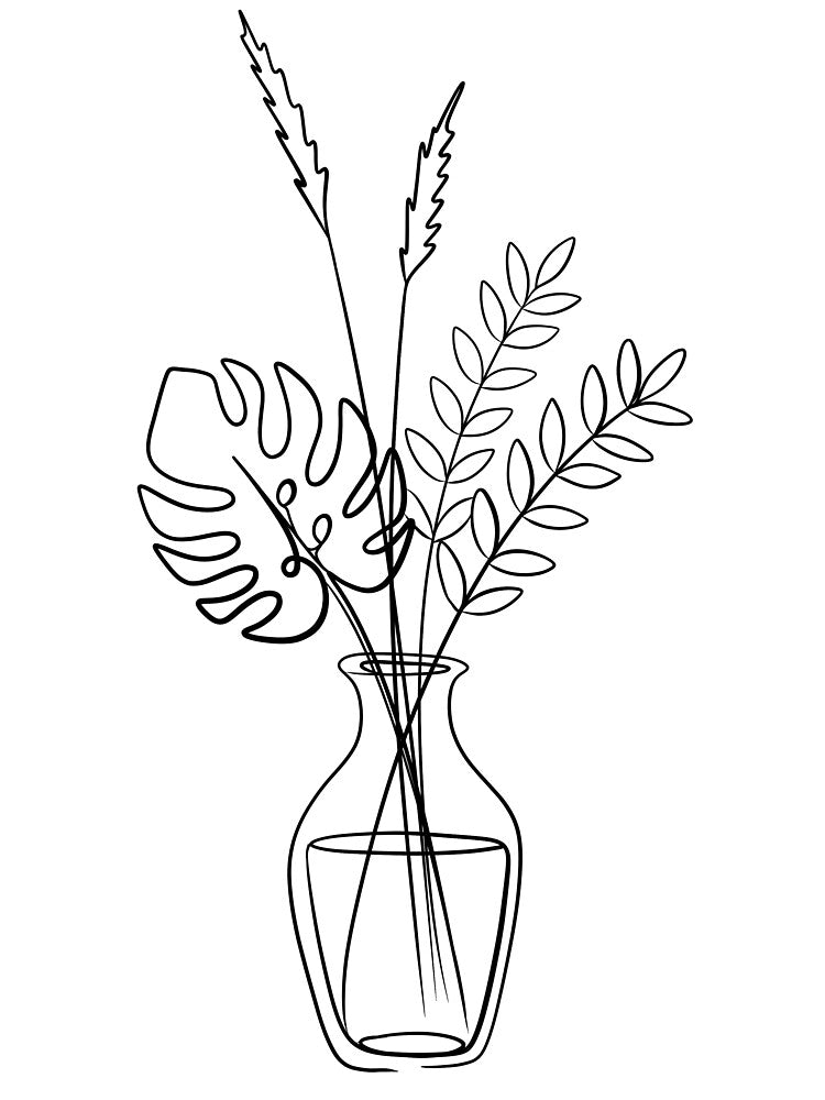 Minimalist Botanical Line Art Vase by Sunshine2504
