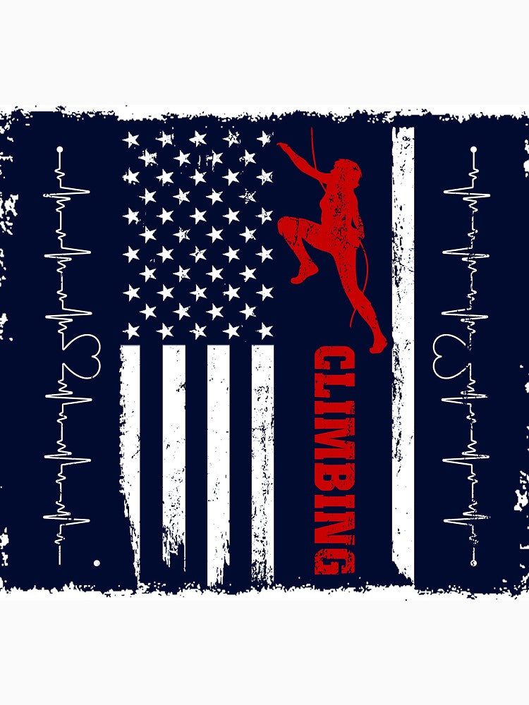 Climbing America Flag Blue Retro by LittleFunky79