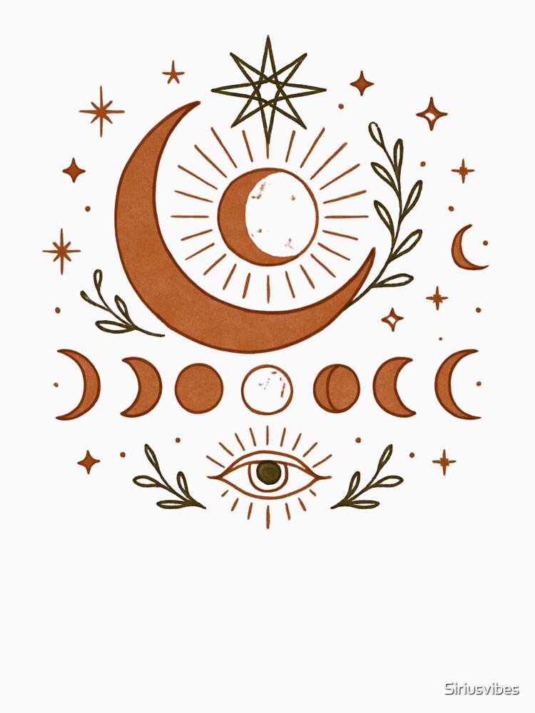 Boho Celestial Moon Phases - Mystical Sun and Evil Eye Art by Siriusvibes