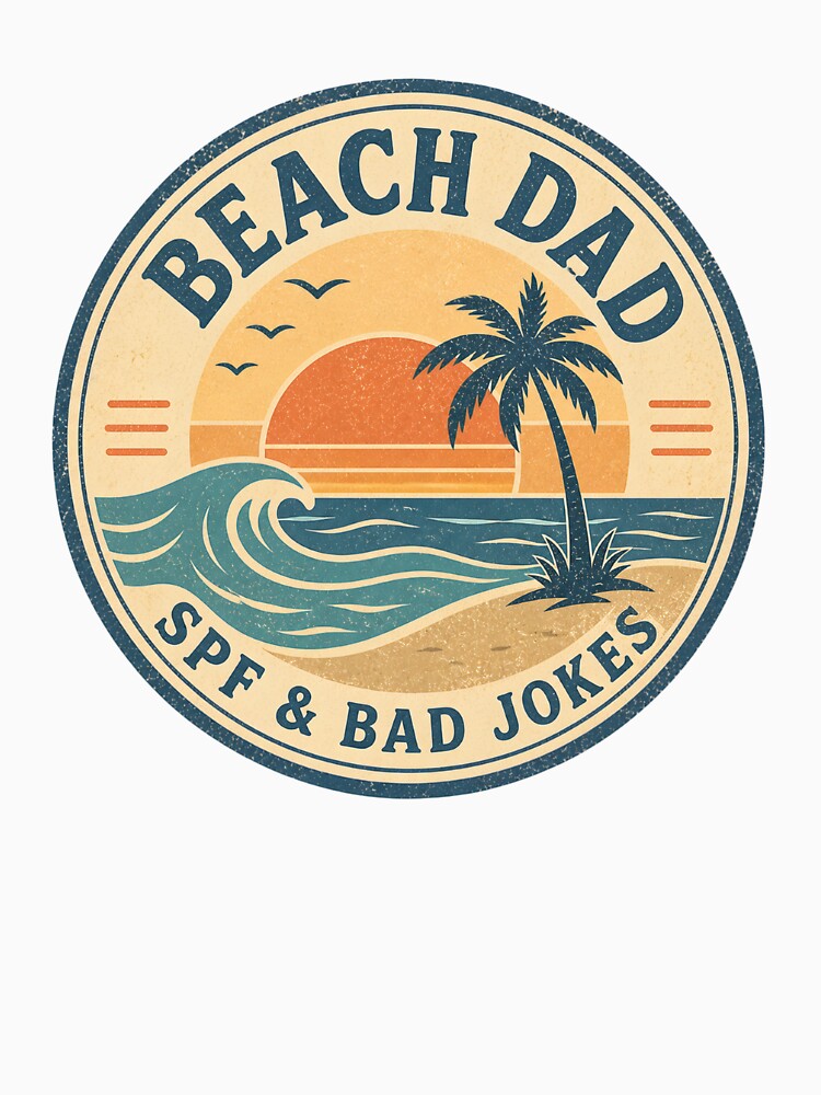 Beach Dad SPF & Bad Jokes Sticker – Funny Vintage Sunset Ocean Dad Life Decal by FestivityFinds