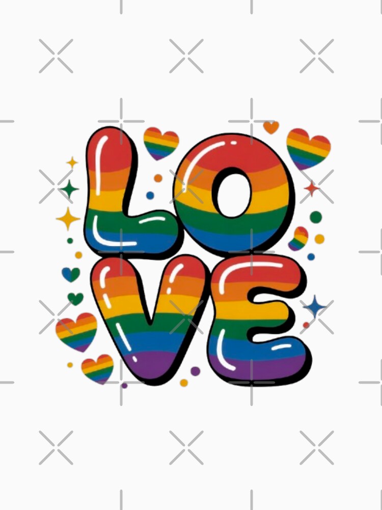 Rainbow Love T-Shirt – LGBTQ Pride Bubble Letter Design for Pride Month Gifts & Allies by GemBob Creations