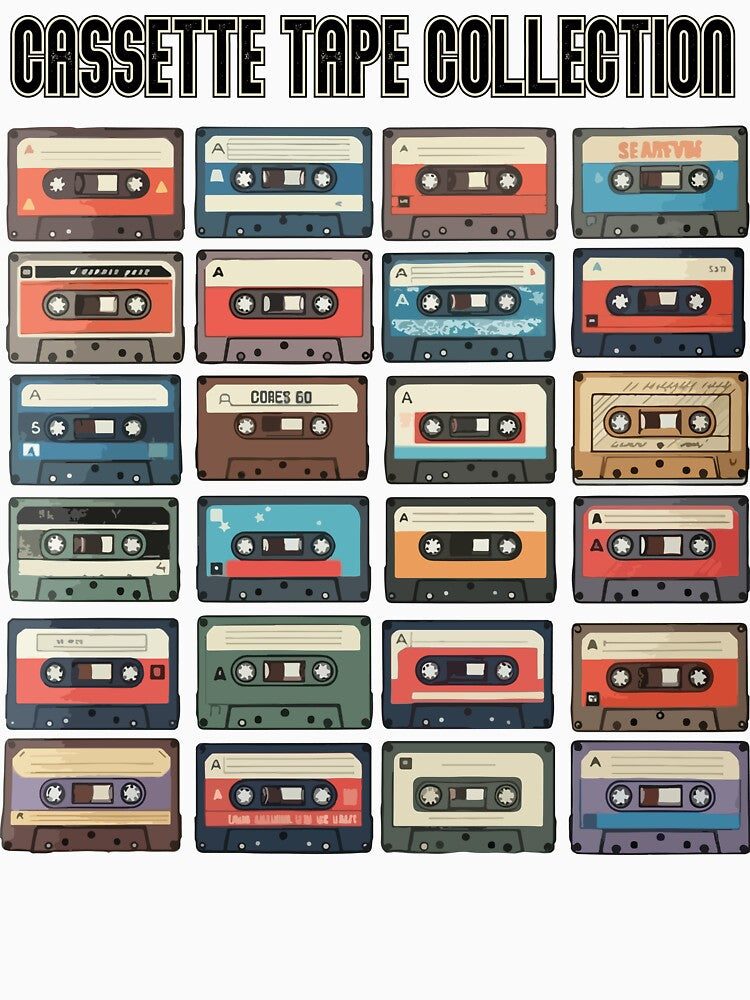 Cassette Tapes Mixtapes 70s 80s 90s Retro Vintage, retro fashion, old school music, classic tapes, music lover by rich4Design