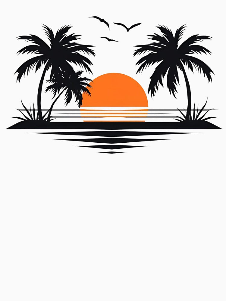 Tropical Sunset Palm Trees SilhouetteDesign by ArtSparkCo