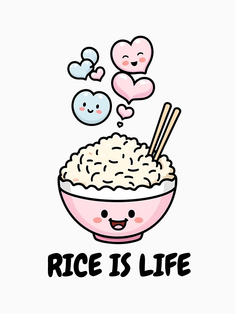 Rice Is Life – Cute Kawaii Rice Bowl Cartoon by Studio-Canvas