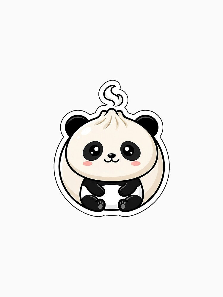 Steaming Hot Panda Dumpling - Cute Chubby Food Animal Sticker by SimpleP