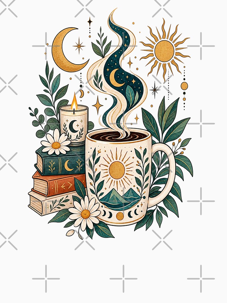 Celestial Coffee  Sun Moon Botanical Mug by RetroPop23