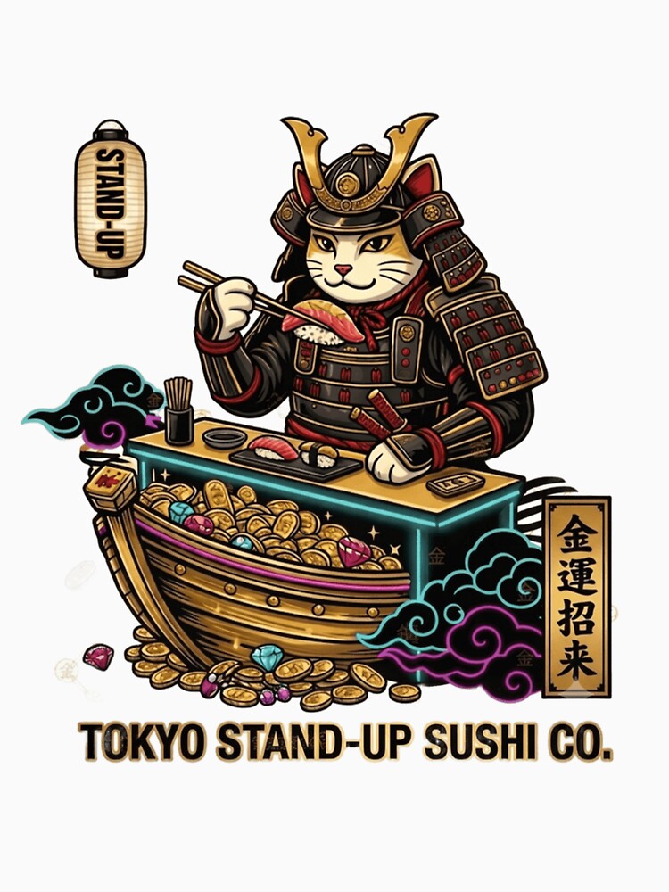 Tokyo Stand-Up Sushi Co. | Cyber Samurai Lucky Cat Wealth Charm by SAMURAI-KAMON