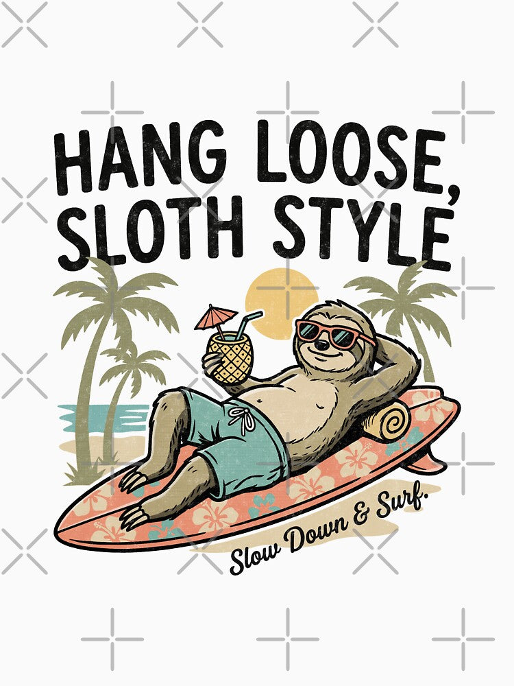 Chill Sloth Surfing Retro Beach Design by tollaru