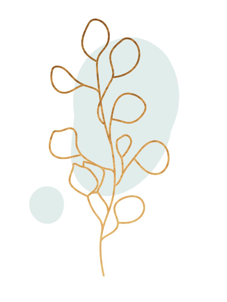 Minimalist Gold Simple Line Plant, Grey Green Element by Sohee Jin