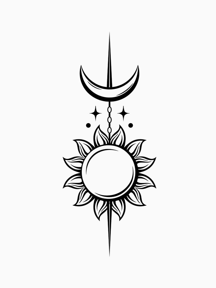 Sun and Moon Minimalist Line Art T-Shirt - Celestial Light Colors by SYLONStudio
