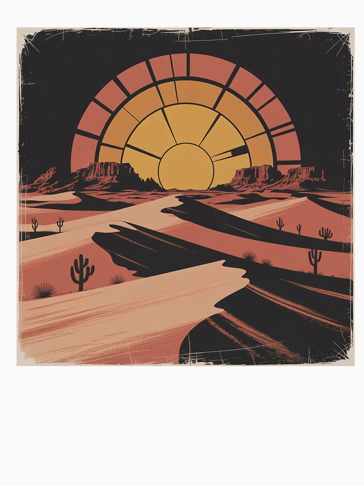 Retro Desert Mirage | Vintage Sun & Dunes T-Shirt Design by sadman73
