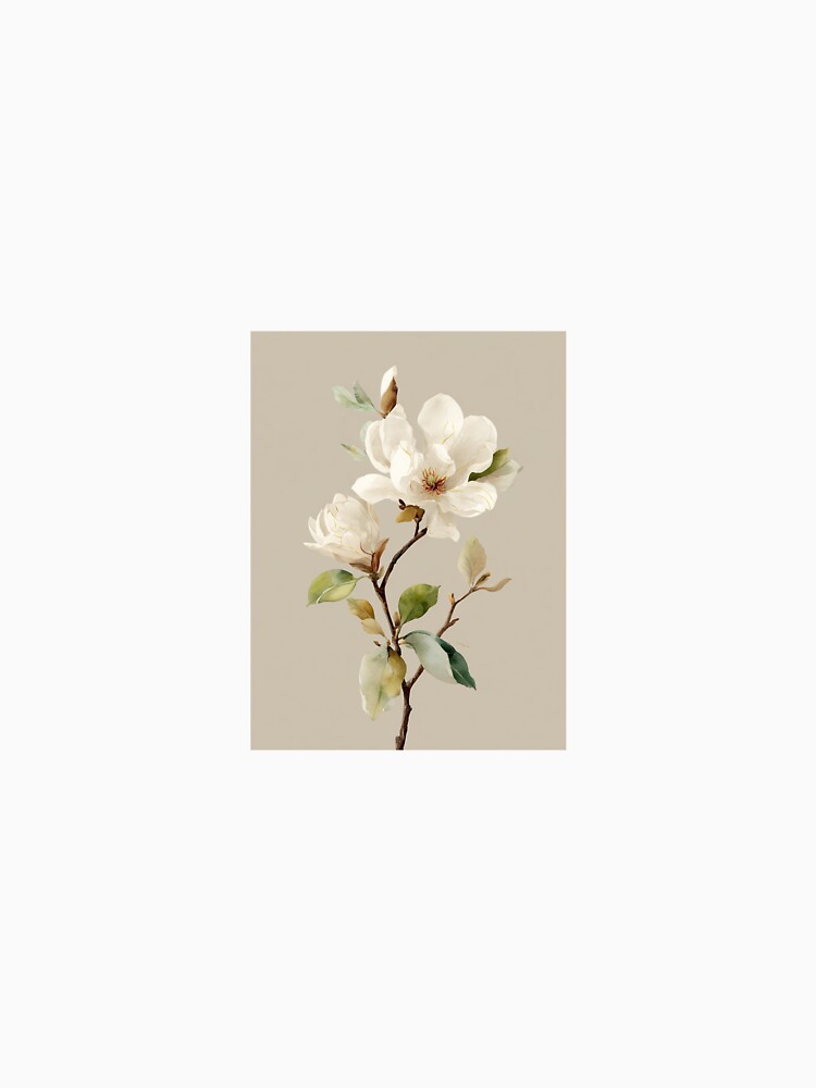 Minimalist White Magnolia Botanical Art by bloomandthread