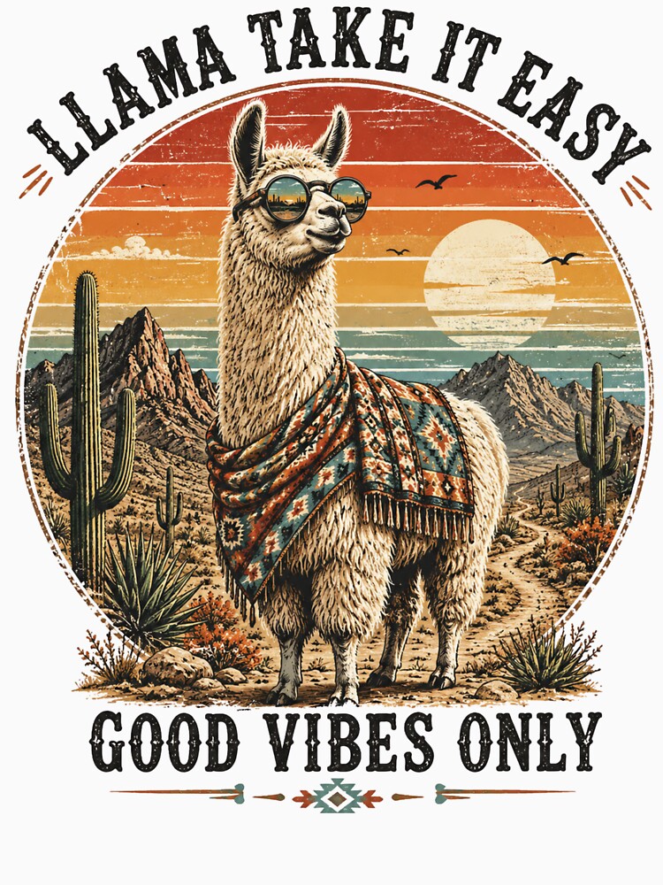 Llama Take It Easy Good Vibes Only by TSshirtShoppe