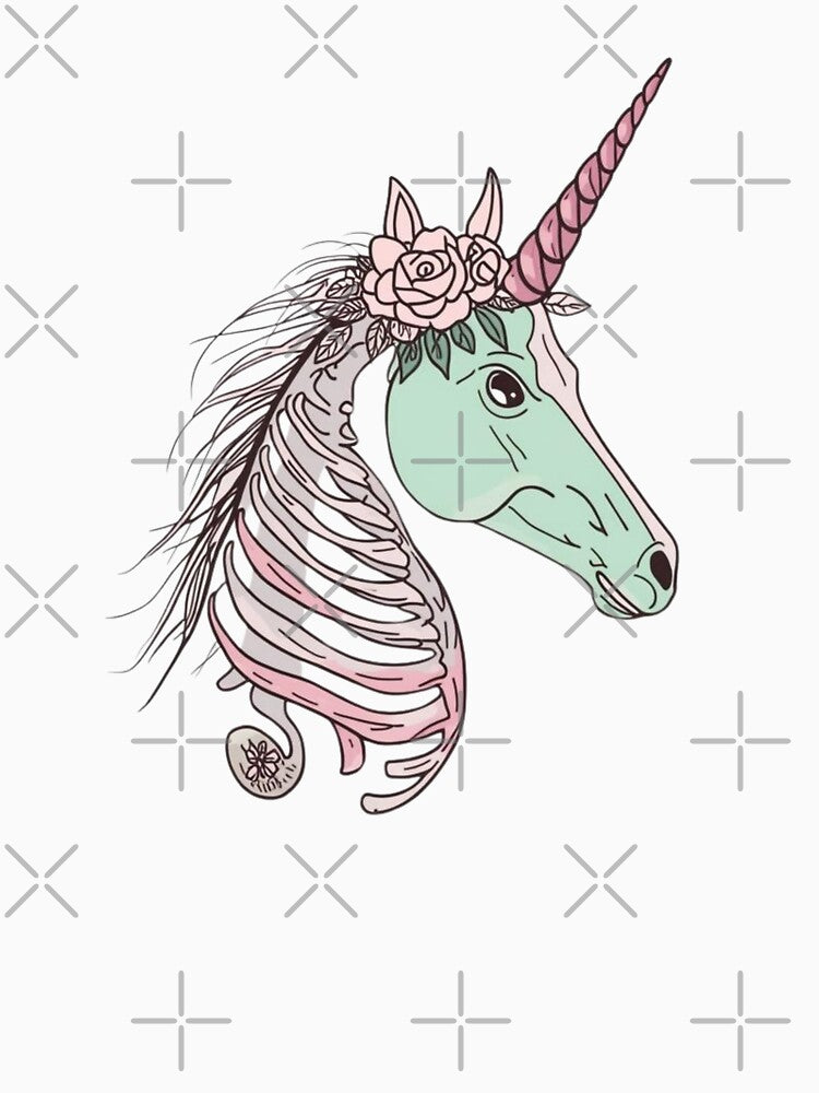 Pastel Goth Skeleton Unicorn - Creepy Cute Aesthetic Goth Art by QuikFun