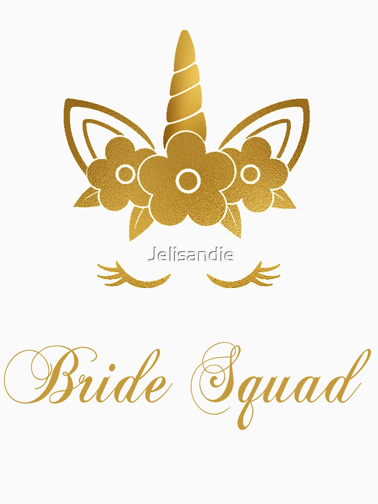 Golden Unicorn Bride Bachelorette Party Team Group Shirt by Jelisandie