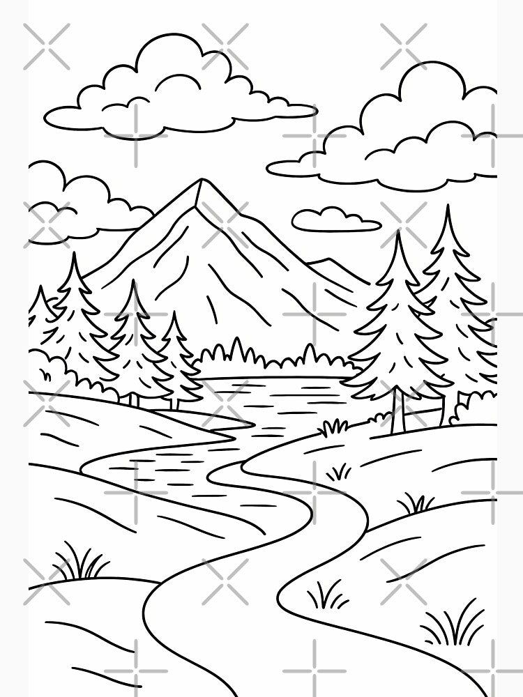 Mountain River Nature Scene by Aramsee
