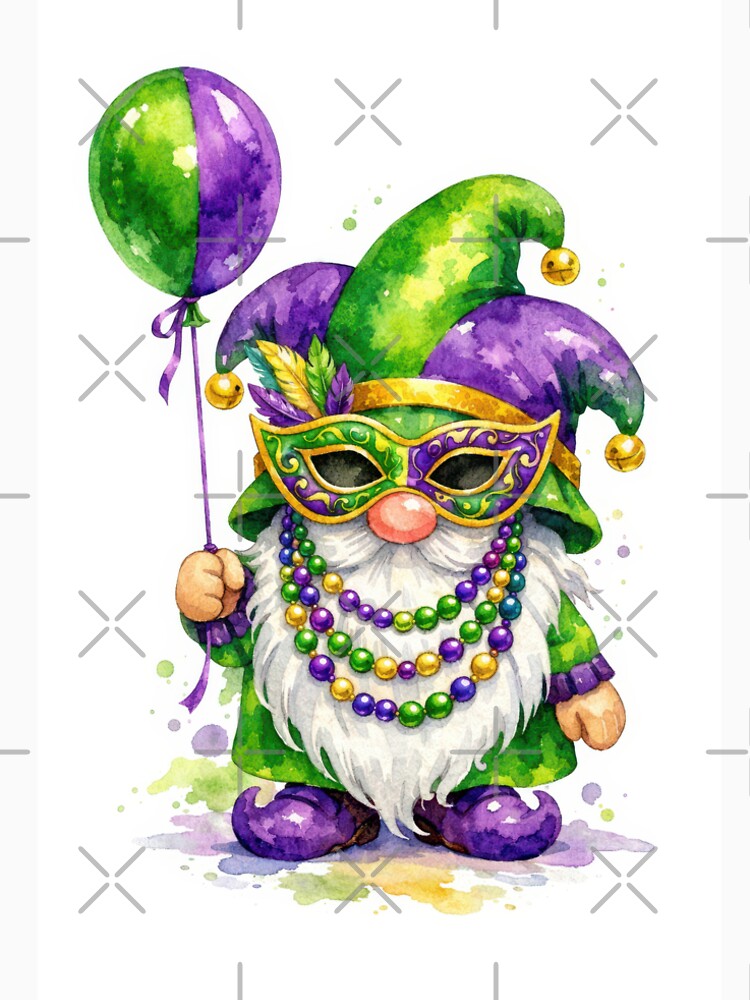 Mardi Gras Gnome with Party Balloon by Maria Dryfhout
