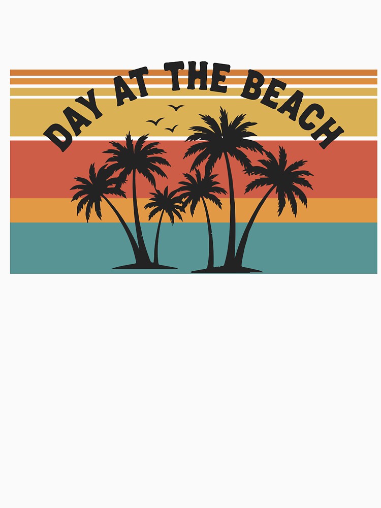 Day at the Beach Retro Sunset Palm Tree T-Shirt – Tropical Summer Vacation Graphic by Design-Pro-21