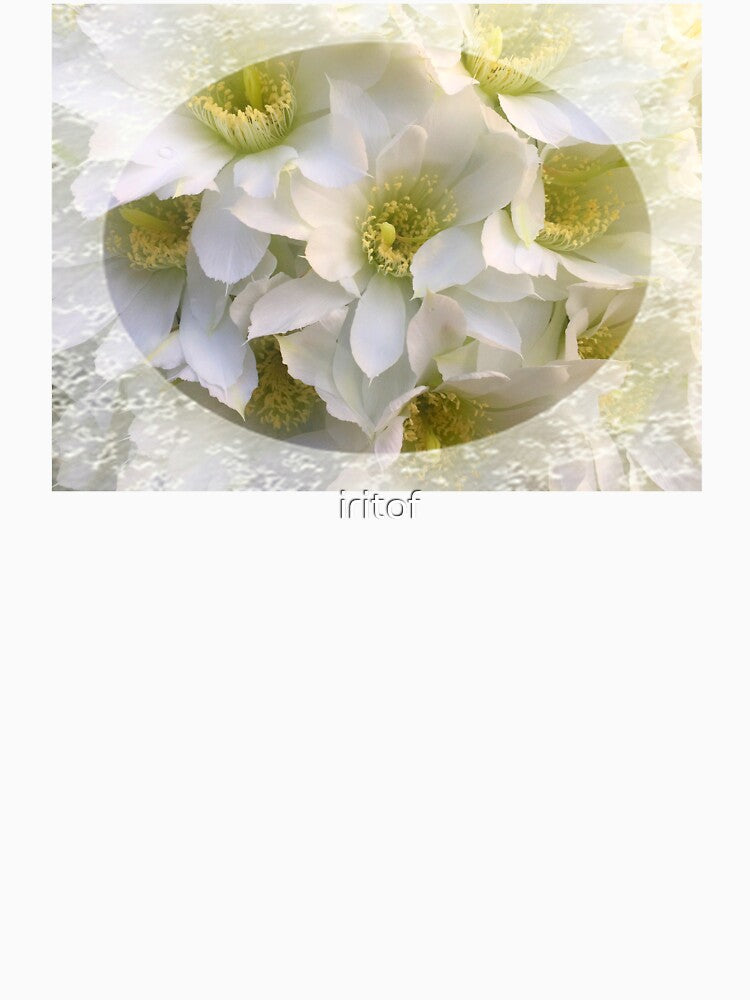 Romantic Cactus White flowers with lace trim by Iritof by iritof