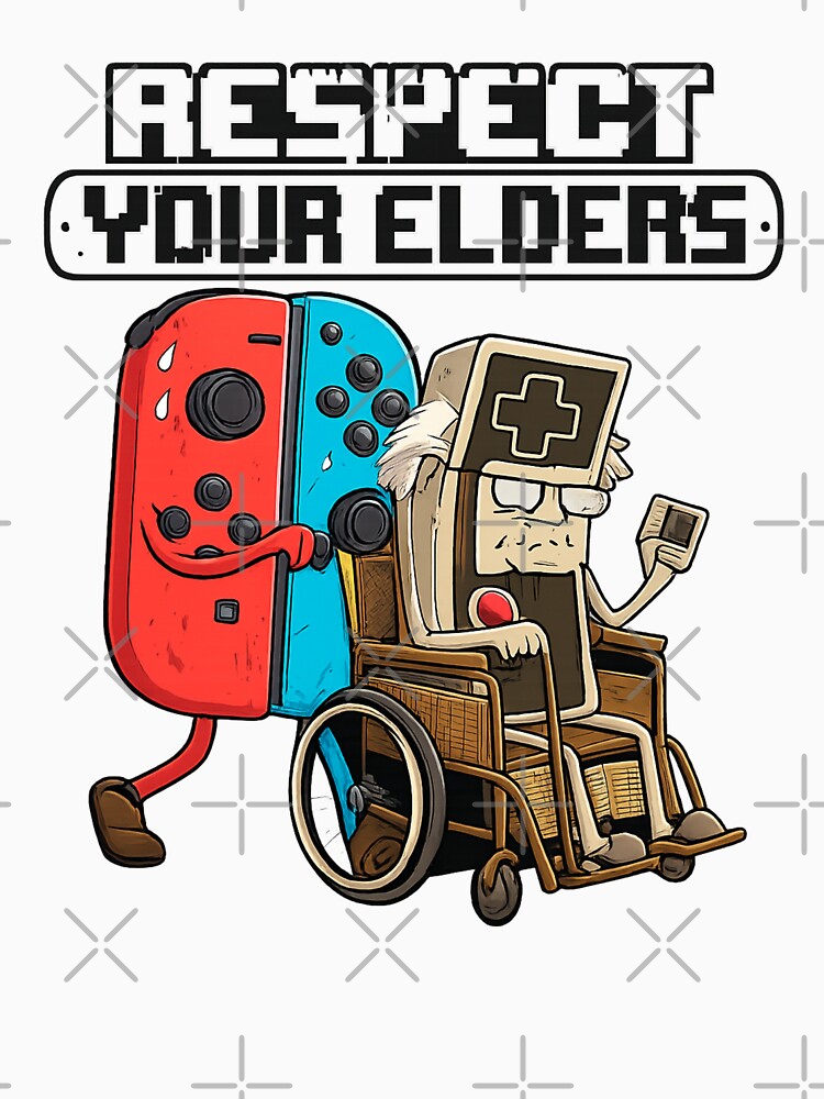 Respect Your Elders Funny Gamer Controller 80s Old School Gamer Art by first-shirt ⭐ ⭐ ⭐ ⭐ ⭐