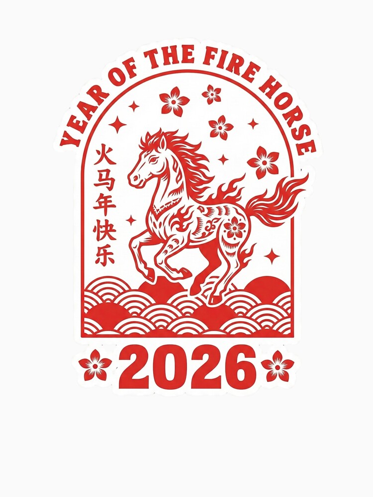 2026 Year of the Fire Horse Chinese Zodiac Meaning Red Gold by ArtzyFlow
