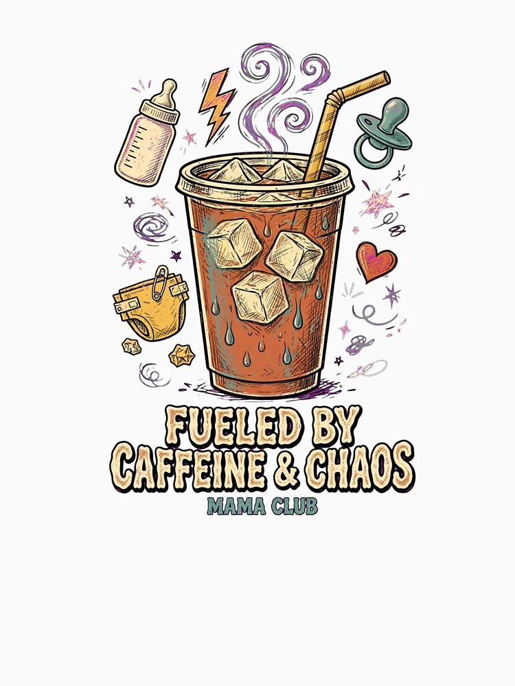 Fueled By Caffeine And Chaos Mama Club Funny Iced Coffee Mom Life Retro by Yellowriversss