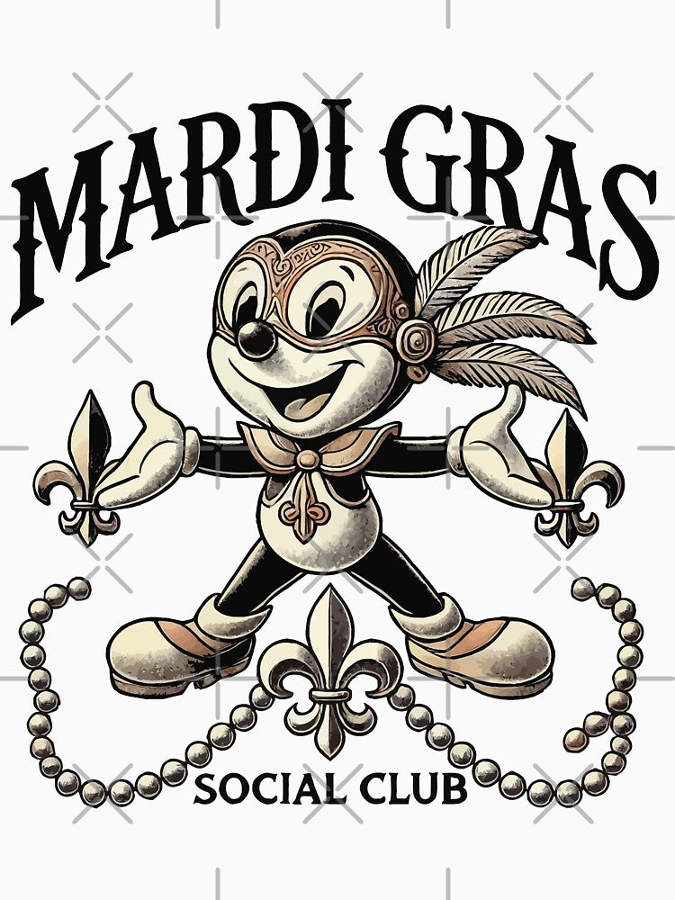 Mardi Gras Retro Cartoon Social Club Vibes by LuminOrb
