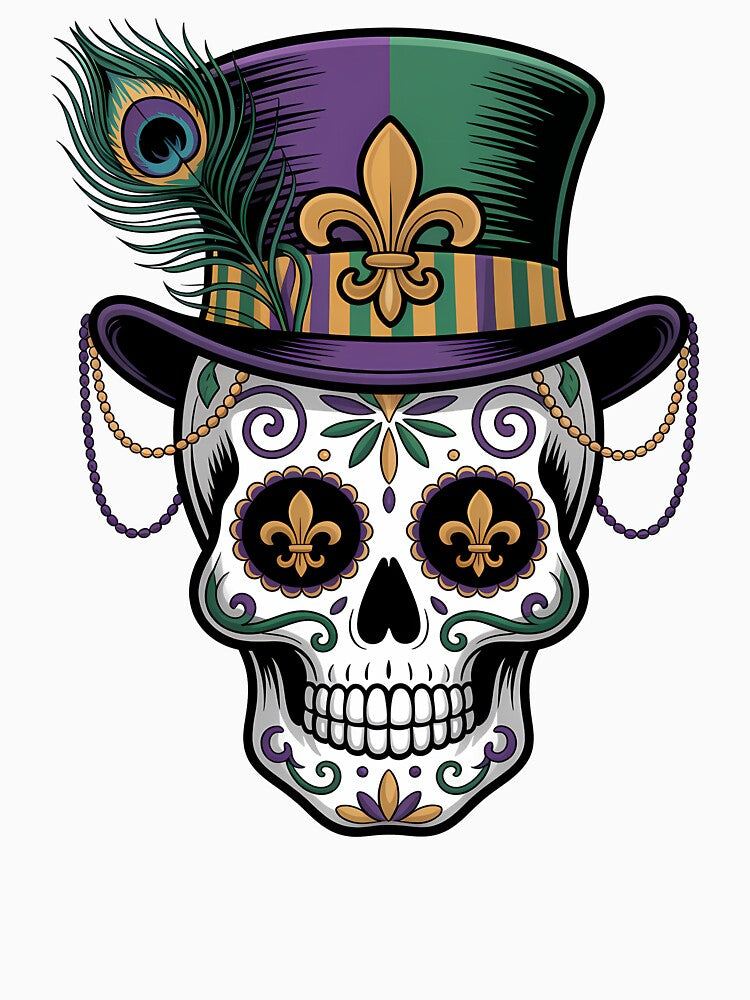 New Orleans Mardi Gras Sugar Skull Carnival Skull Art by BernoNickel