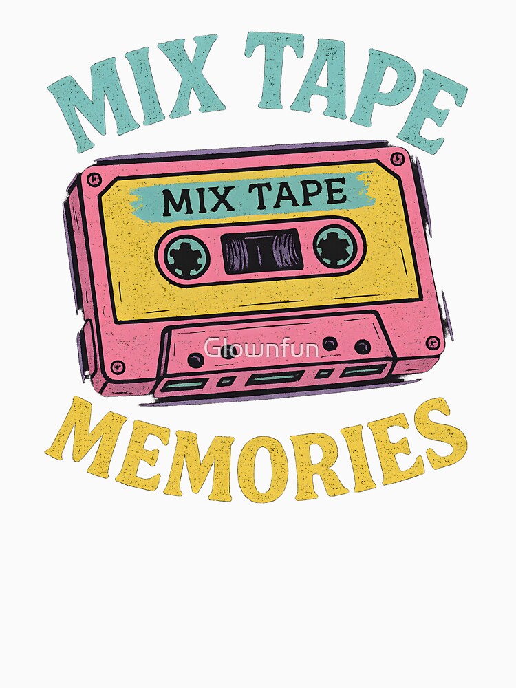 Mix Tape Memories Retro Cassette Design – 80s 90s Vintage Music Lovers T-Shirt, Sticker & Gift by Glownfun