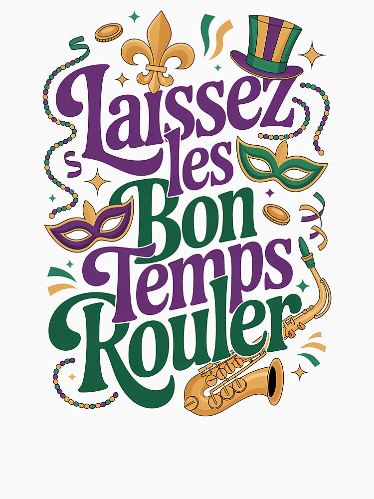 Laissez Les Bon Temps Rouler Mardi Gras Mask Beads Jazz Party Design by LiviuGligoros