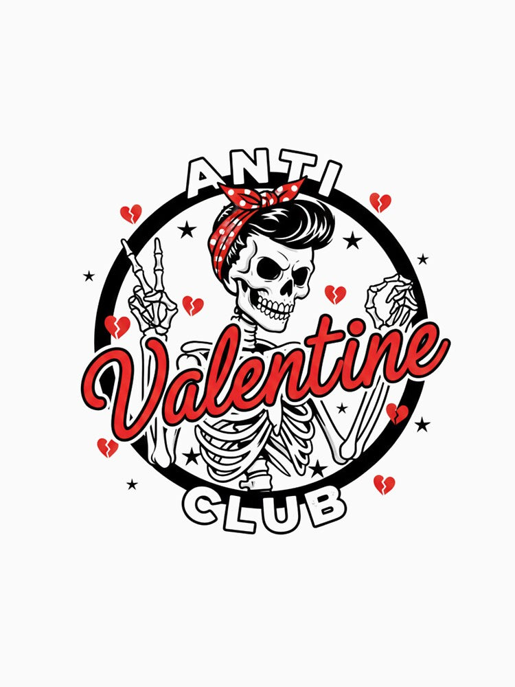 Anti Valentine Club: Retro Skeleton Girl |  Rockabilly Style Illustration by Colorful-Garden