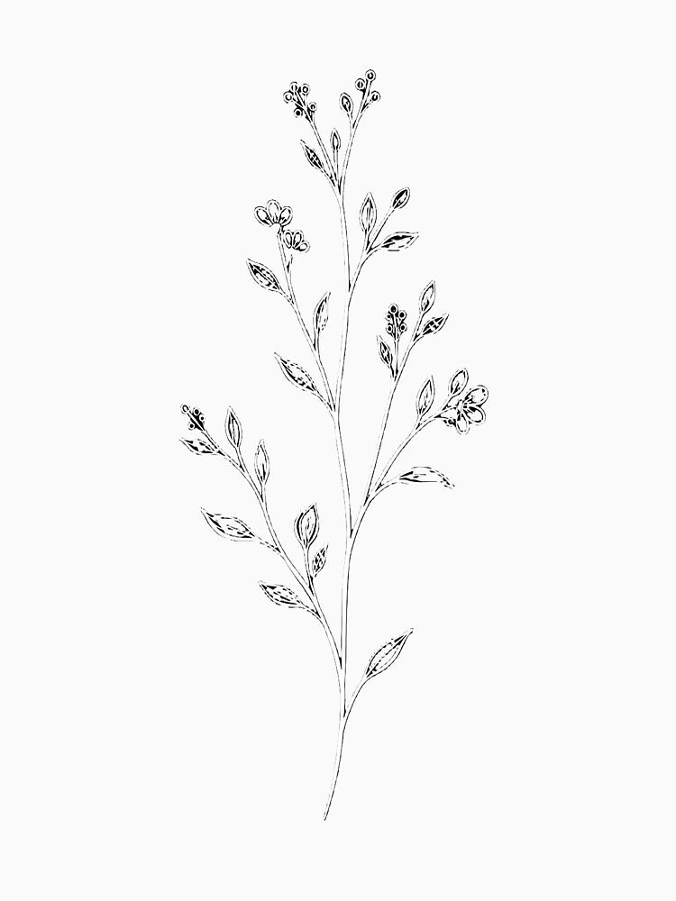 Midnight Wildflower Line Art by Jaideep Walia