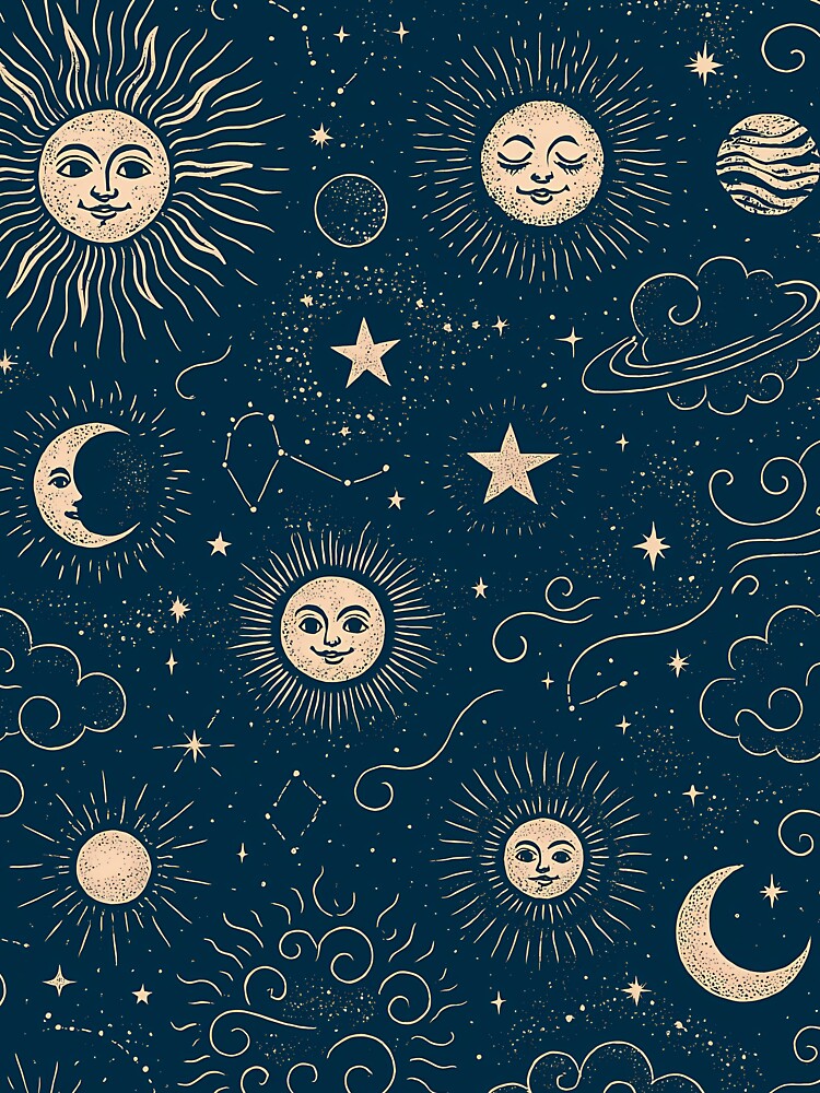 Celestial Sun and Moon Pattern by PalleteBay