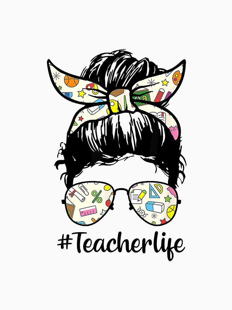 Teacher life Teacher Messy Bun Life Hair Glasses Teacher by GraceWoodfordwe