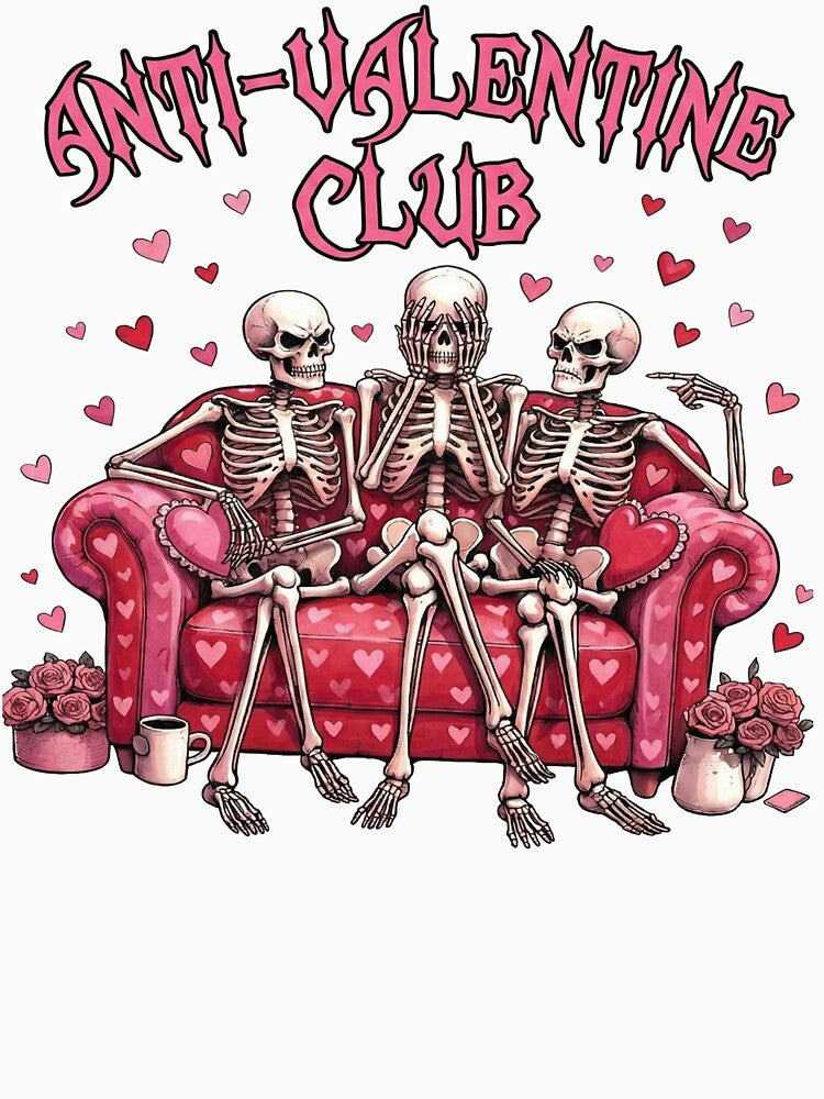 Anti-Valentine Club – Funny Skeleton Valentine Design by yahya arboun