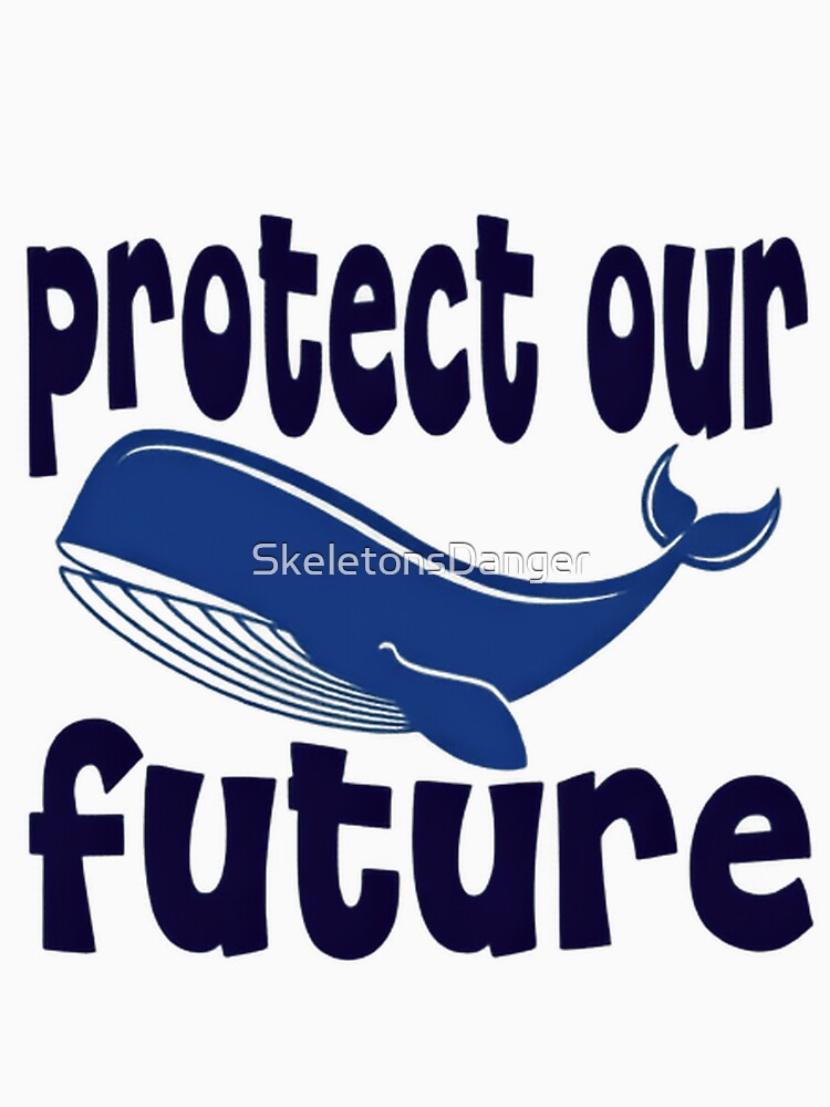 Protect Our Future Whale Minimal Blue Illustration by SkeletonsDanger