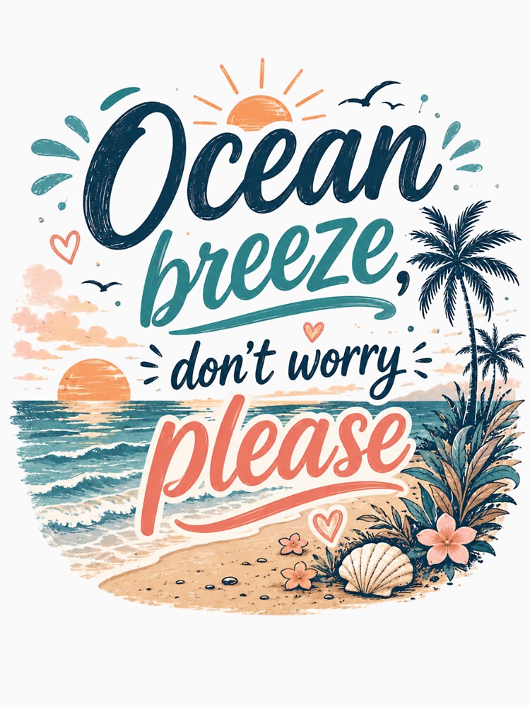 Ocean Breeze Don’t Worry Please Summer Beach Sticker – Tropical Sunset Aesthetic Design by Artimax-Studio