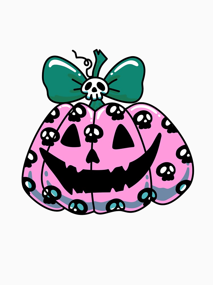 Pink Pumpkin with Skull Pattern Cute Halloween Design by Horrify