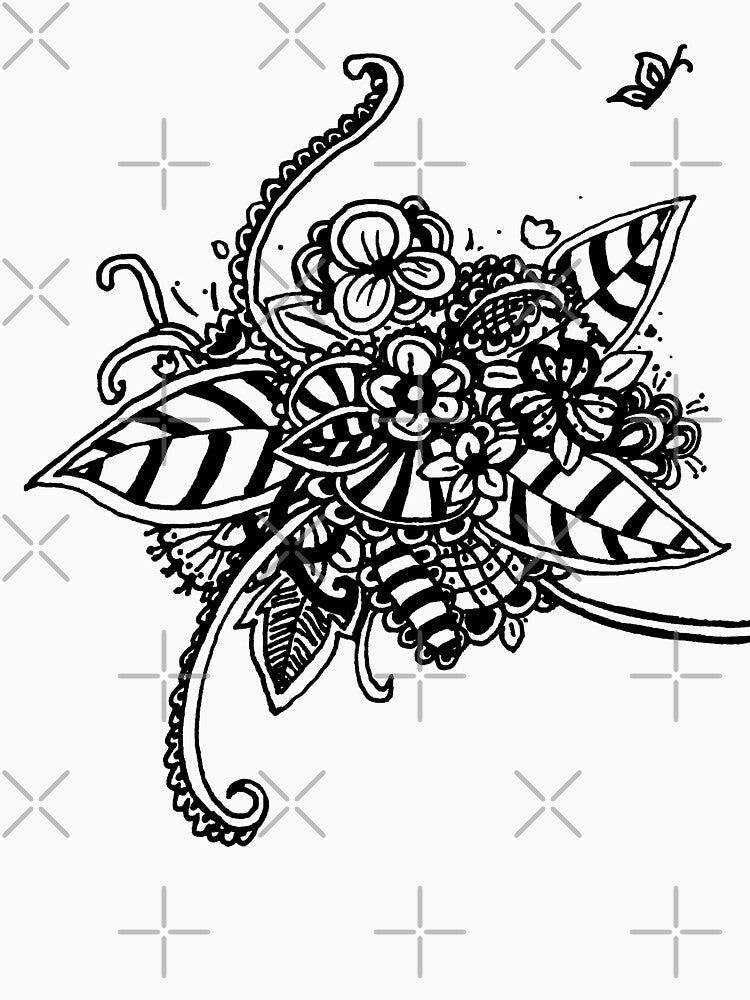 Summer Flower - Black (Zentangle/ Doodle/ Mandala) by CreativityRoams
